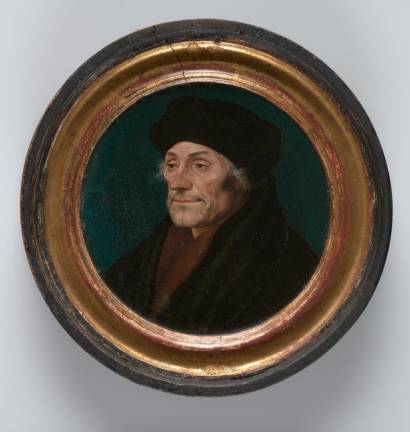 Hans Holbein the Younger (1497/98 - 1543). “Erasmus of Rotterdam.” ca. 1532. Oil on panel. Diam.: 5 9/16 in. (14.2 cm). Kunstmuseum Basel, 324. Photo: Michael Bodycomb