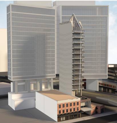 Village Preservation is trying to derail a proposed 203-foot-tall luxury tower (center, front) on Little West 12th Street, by asking a city panel to reject a zoning variance.
