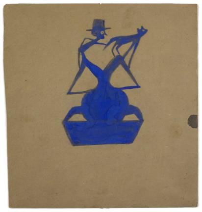 Bill Traylor’s “Man and Cat on Organic Form,” Poster paint and graphite on cardboard, c.1939-42. From California’s Just Folk. Photo courtesy Outsider Art Fair.