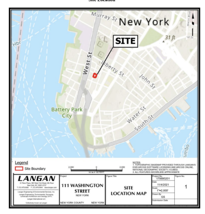 Plans call for a Miami-based real estate developer to erect a 50 story affordable housing complex at 111 Washington Street in Lower Manhattan but first the brownfield site has to be cleaned up. <b>Photo: NYS Department of Environmental Conservation</b>