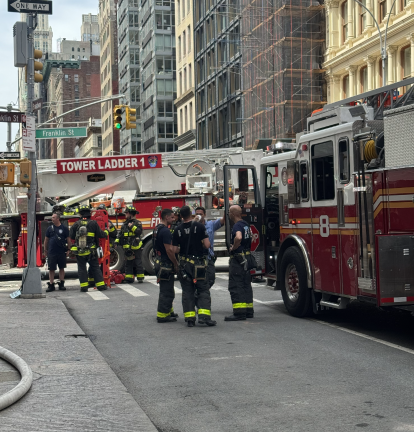 Firetrucks and police cars lined the street at approximately 10 a.m. after the fire was called in.
