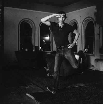 Peter Hujar (1934–1987), "Self-Portrait Jumping (1)," 1974, gelatin silver print, purchased on The Charina Endowment Fund, The Morgan Library &amp; Museum, 2013.108:1.37. © Peter Hujar Archive, LLC, courtesy Pace/MacGill Gallery, New York and Fraenkel Gallery, San Francisco.