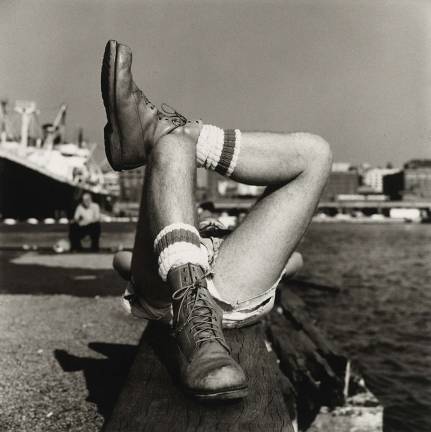 Peter Hujar (1934–1987), "Christopher Street Pier (2)," 1976, gelatin silver print, purchased on The Charina Endowment Fund, The Morgan Library &amp; Museum, 2013.108:1.84. © Peter Hujar Archive, LLC, courtesy Pace/MacGill Gallery, New York and Fraenkel Gallery, San Francisco.