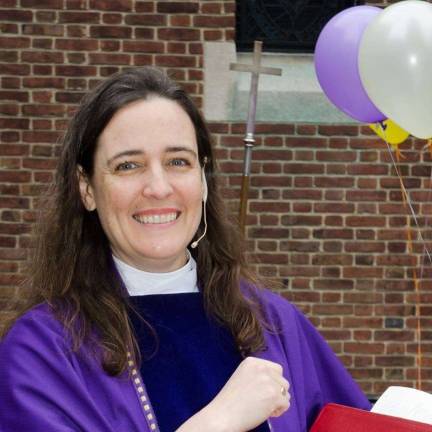 Rev. Jennifer Reddall, rector of the Church of the Epiphany on York Avenue. She guided her church in its purchase of nearby Jan Hus Presbyterian Church &#x2014; and its sale to Weill Cornell Medicine. Photo courtesy of the Church of the Epiphany