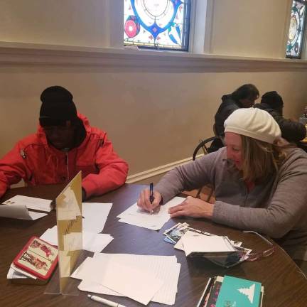Guests of Holy Apostles Soup Kitchen, at the November “den.” Photo: Jill Higson