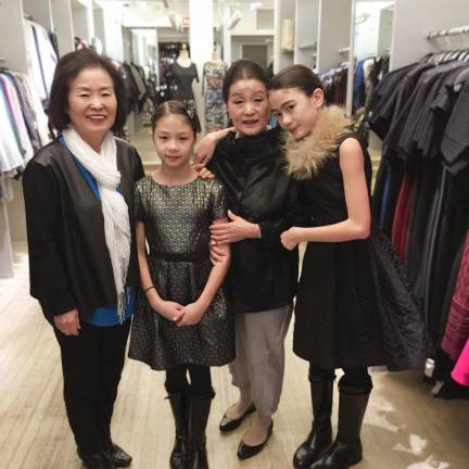 Family business: Liana’s aunt Hyunsook Lee (left), with Liana’s mother Eunsook Pai (second from right) and Liana’s daughters, before her aunt retired five years ago. Photo: Geoffrey Quelle