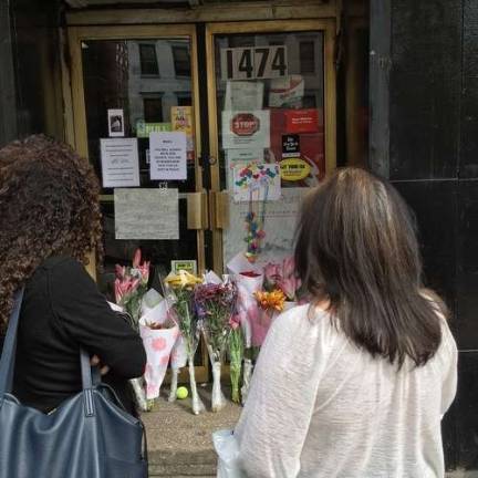 A makeshift memorial outside the Super-Del Market on York Avenue near 78th Street.
