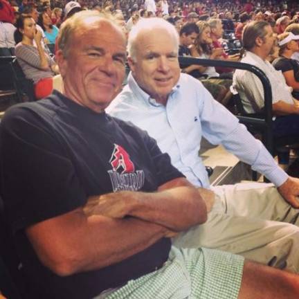 Grant Woods (left), John McCain’s chief of staff and a two-term attorney general of Arizona, is working on a play called “The Ghost of John McCain.” Photo courtesy of Grant Woods