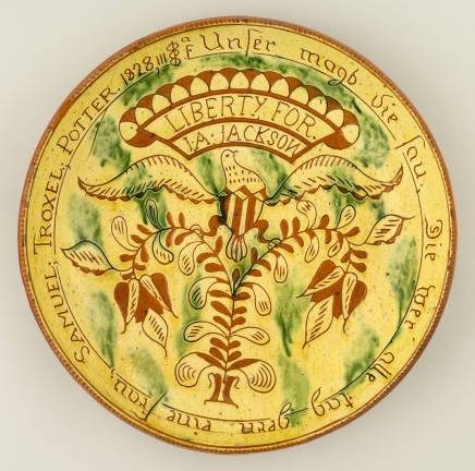 Samuel Troxel, &quot;Dish.&quot; 1828. Earthenware, copper oxide. New-York Historical Society