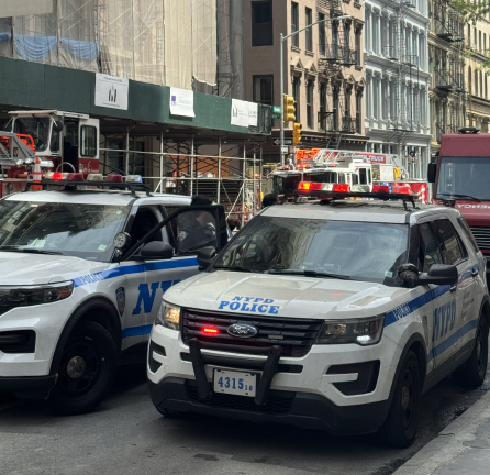 Firetrucks and police cars lined the street at approximately 10 a.m. after the fire was called in.