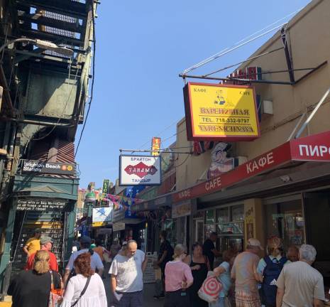 With signs in Cyrillic, you know Brighton Beach isn’t yet a Gen Z hangout. Down the B train subway stairs on the left, and you are transported many miles farther than you actually traveled. Pelmeni, not pizza here.
