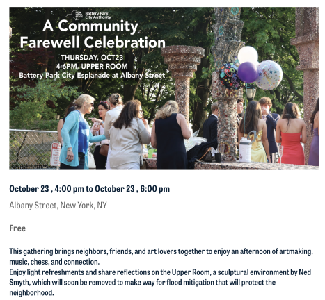 Farewell celebration flyer for “Upper Room.”