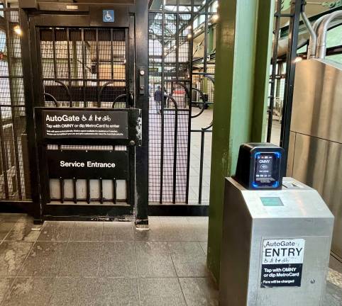 The West 72nd Street-Broadway station has a two-part emergency gate. To use this gate to enter, you need either OMNY or a Metrocard; these are designed for mobility-challenged riders, also large, wide, or tall objects.