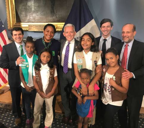 At the expansion announcement at City Hall on July 12. Photo: Office of City Council Majority Leader Jimmy Van Bramer
