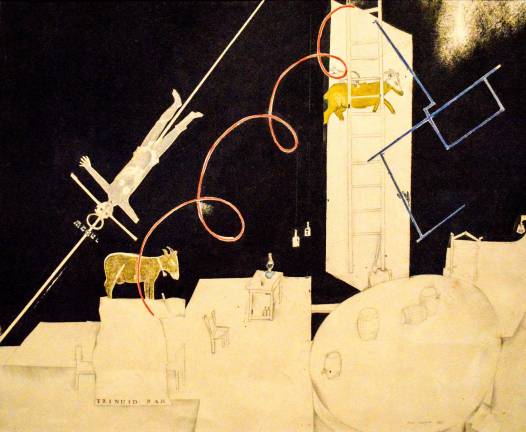After The People's Art School in Vitebsk closed, Chagall created many designs for large projects like stained-glass windows and the theater. Chagall's "Design for 'The Playboy of the Western World.'" Photo: Adel Gorgy