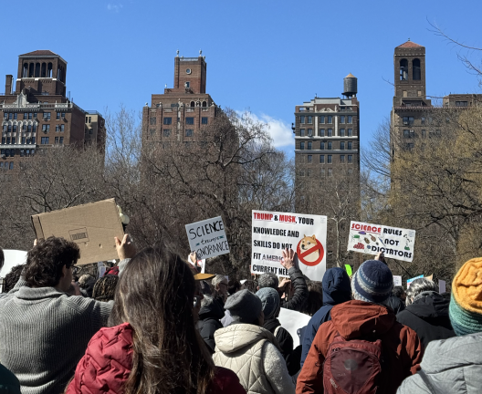 Protesters rally for science, research, and the future of medicine at Washington Square Park on March 7.