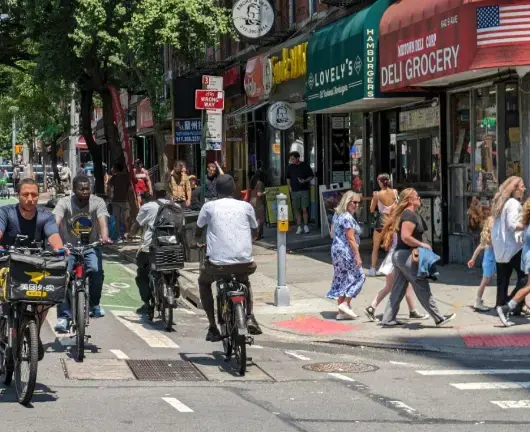E-bikes at 9th Avenue and 45th Street, Hell’s Kitchen, August 2024.