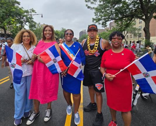 Atttorney General Letitia James (in pink) at Bronx Dominican Day Parade, July 2025.