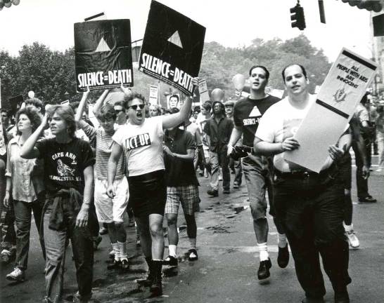 AIDS activists at a 1988 Pride March in New York City. Photo: Eugene Gordon/New-York Historical Society Library