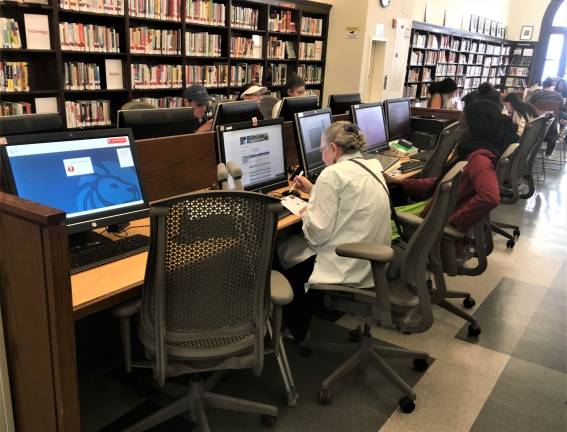 The Columbus Library computers are an important community resource. Photo: Diana Ducroz