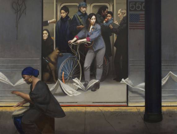 Harvey Dinnerstein, "Underground Drum Beat," 2014, Oil on canvas, 46 x 60 inches. © 2018 Harvey Dinnerstein, courtesy Gerald Peters Gallery, New York.