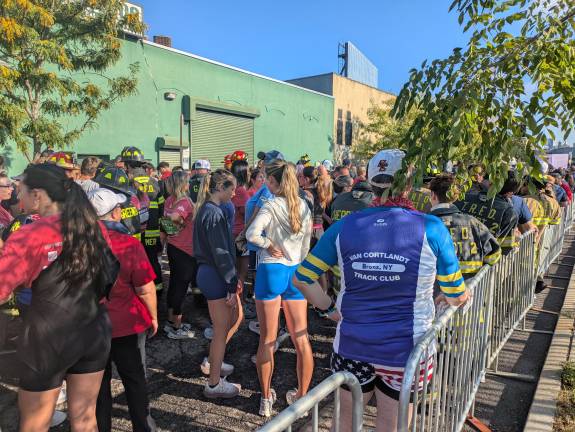Waiting for the start on Richards Street.