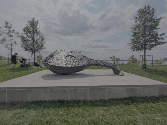 One of two “Resonating Bodies” by British sculptor Tony Cragg.