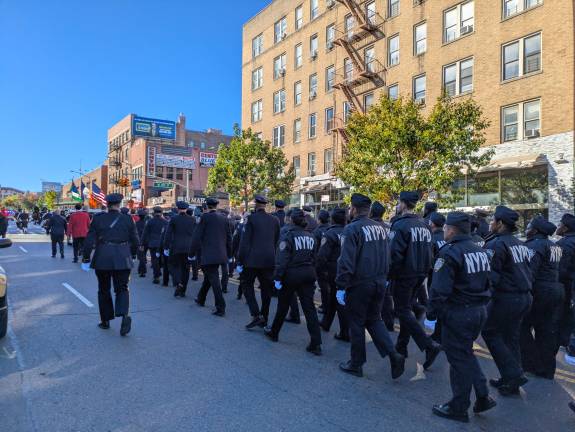 NYPD Academy recruits in the line of march.