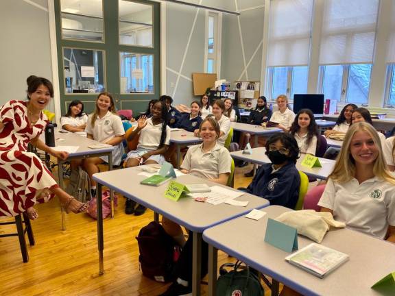 Back in the classroom at Notre Dame School of Manhattan. Photo courtesy of Jackie Brilliant