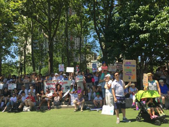 new yorkers rally against trump policies
