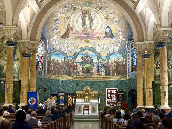 Inside St. Francis of Assisi, which has one of the largest mosaics in the country over the altar.