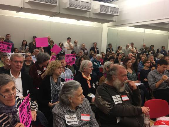 Attendees to a City Council District 1 and 2 candidates forum expressed their opposition to a proposed tech hub near Union Square. Photo: Madeleine Thompson