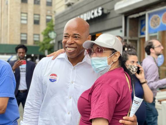 Eric Adams with supporters. Photo via Eric Adams on Twitter