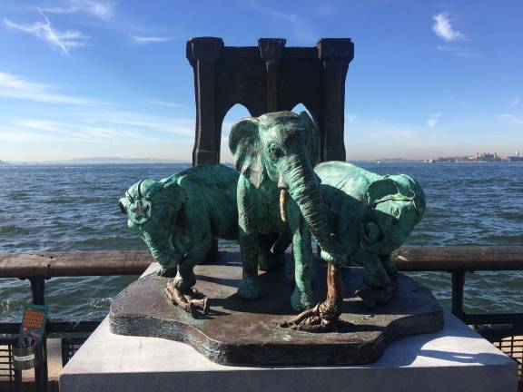 Joseph Reginella monument, which commemorates “the biggest land mammal tragedy in the nation, in Battery Park. Photo: Mihika Agarwal