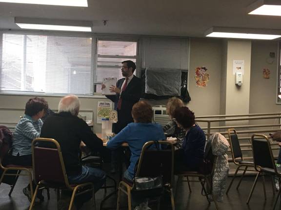 Former state Senator Daniel Squadron, who resigned his seat on August 11, at the Independence Plaza North Senior Center in downtown Manhattan in February. Photo: Madeleine Thompson