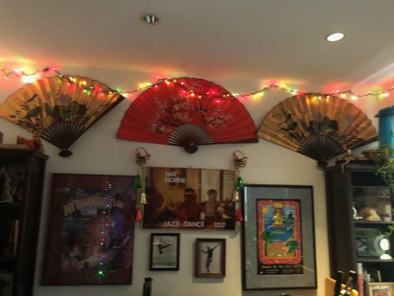 One of many walls of entertainment memorabilia. The three fans were used by the Cotton Club ladies during a number Horne choreographed. “The ladies said, ‘We can’t dance with those.’ And I said, ‘Yes, you can.’ The number with those big fans worked wonderfully,” said Horne.
