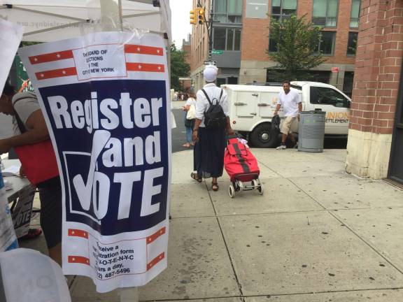 New York voting rights activists have intensified efforts to register new voters ahead of the Aug. 19 deadline to register for September's state primary. Photo: Michael Garofalo