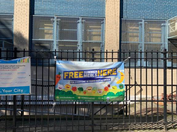 Free breakfast and lunch “for everyone 18 years old and under” are available at more than 1,200 sites in the city, including P.S. 9 Sarah Anderson, at 100 West 84th Street. Photo: Ema Schumer