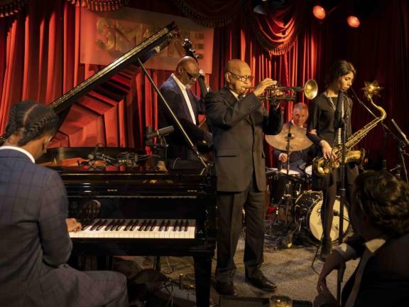 Eddie Henderson, Melissa Aldana, Julius Rodriguez, Gerald Cannon, and Joe Farnsworth at Smoke Jazz Club. Photo: James Katz