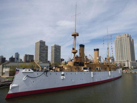 Cruiser <i>Olympia</i> at the Independence Seaport Museum.