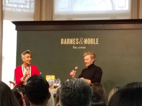 Tan France (left) and husband Rob France at the book talk. Photo: Oscar Kim Bauman