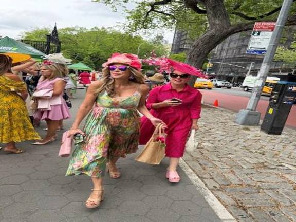 Promenading at the Central Park Hat Luncheon.