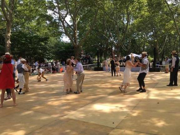 Dressed up for a dance contest on Governors Island. Photo: Lorraine Duffy Merkl