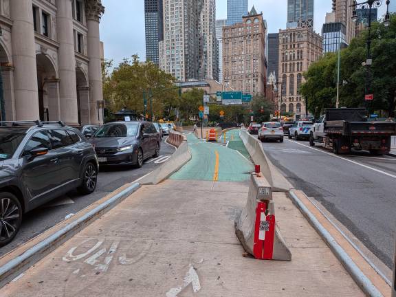 The on / off ramp to the Brooklyn Bridge bike lane looking south. Gabriel Nacato was riding north, the Chevy Tahoe driving south down Centre Street, towards City Hall.