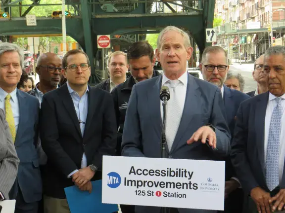 MTA chairman and CEO Janno Lieber at a subway improvement press conference at 125th Street in May, is balking at joining NJ Transit as a partner in the Penn Station rebuild.