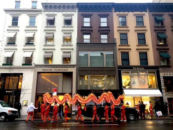 Traditional Chinese dragons on Madison Avenue. Photo: Carson Kessler