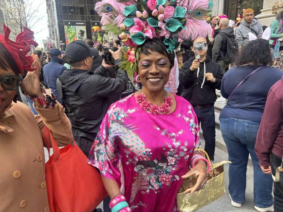 Jane Myra Jubilee said she went to Mass in Maplewood, NJ, the night before so she could promenade outside St. Patrick’s Cathedral in the Easter Parade on April 20.