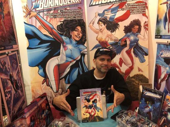 Edgardo Miranda-Rodriguez showing off La Borinqueña.