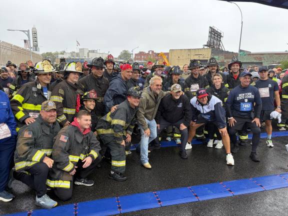 Tunnel to Towers starting line in Red Hook, Brooklyn, with Frank Siller, Guy Fieri, Dave Portnoy.