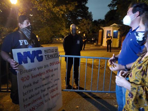 “Notice of Transfer” at Gracie Mansion on Sunday night, with Helen Rosenthal (right). Photo: UWS Open Hearts Initiative on Twitter